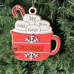 Personalized Hot Cocoa Ornament | Marshmallow Family  | Christmas Ornament  |  F